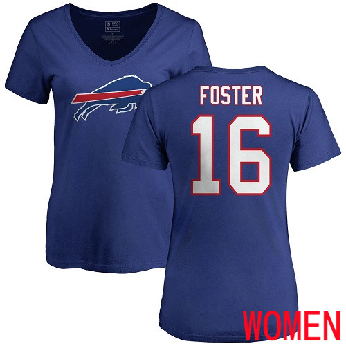 NFL Women Buffalo Bills #16 Robert Foster Royal Blue Name and Number Logo T Shirt